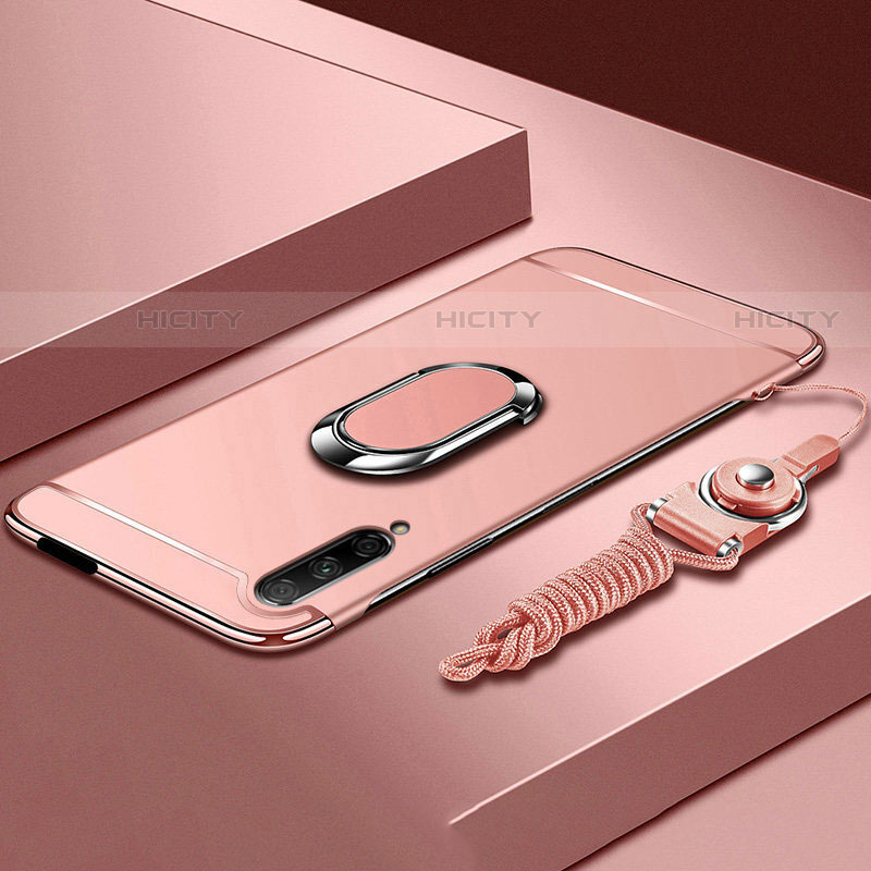 Funda Bumper Lujo Marco de Metal y Plastico Carcasa con Anillo de dedo Soporte A01 para Huawei P Smart Pro (2019) Oro Rosa