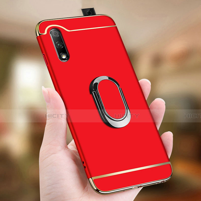 Funda Bumper Lujo Marco de Metal y Plastico Carcasa con Anillo de dedo Soporte A01 para Huawei P Smart Z (2019)