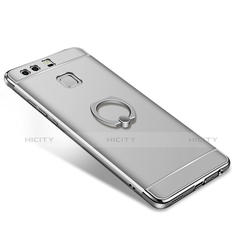 Funda Bumper Lujo Marco de Metal y Plastico Carcasa con Anillo de dedo Soporte A01 para Huawei P9