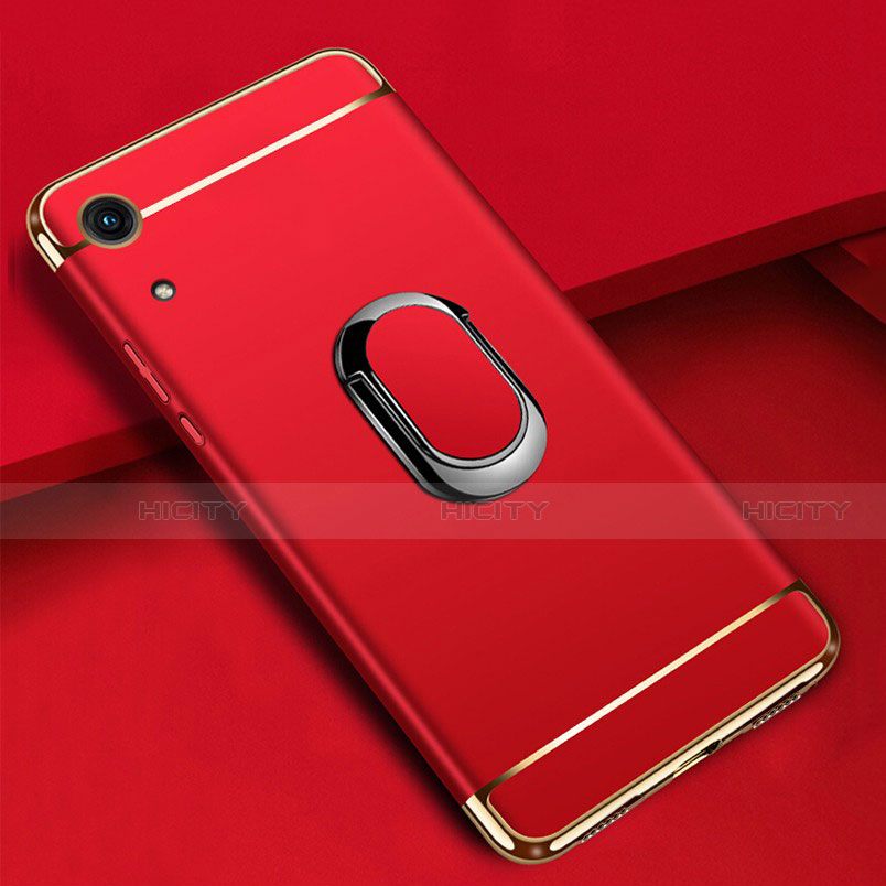 Funda Bumper Lujo Marco de Metal y Plastico Carcasa con Anillo de dedo Soporte A01 para Huawei Y6 (2019)