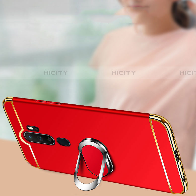 Funda Bumper Lujo Marco de Metal y Plastico Carcasa con Anillo de dedo Soporte A01 para Oppo A11X