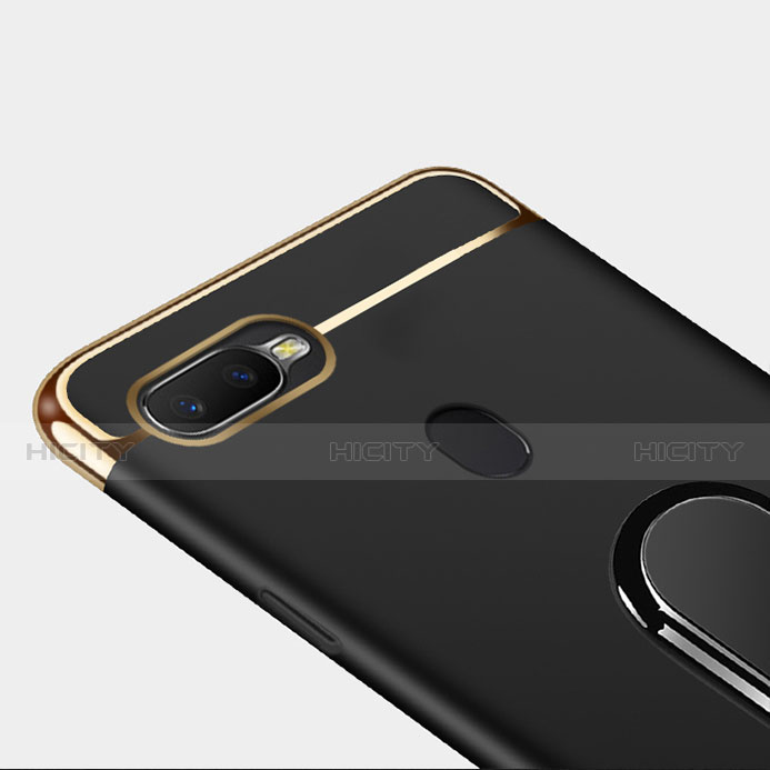 Funda Bumper Lujo Marco de Metal y Plastico Carcasa con Anillo de dedo Soporte A01 para Oppo AX7