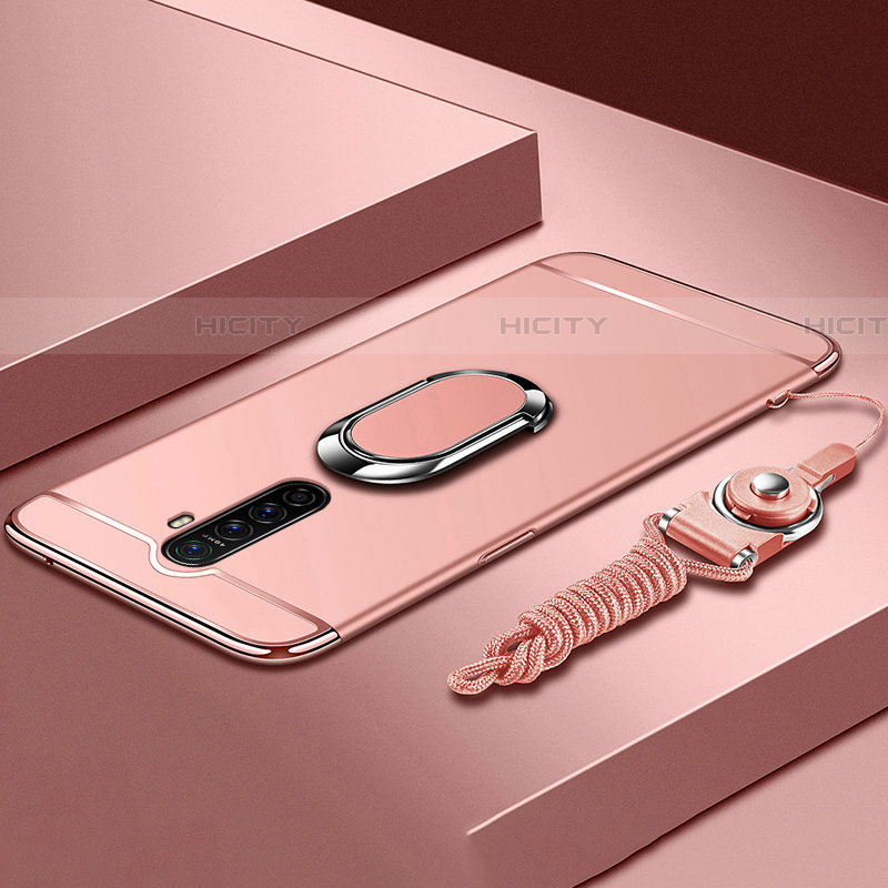 Funda Bumper Lujo Marco de Metal y Plastico Carcasa con Anillo de dedo Soporte A01 para Oppo Reno Ace