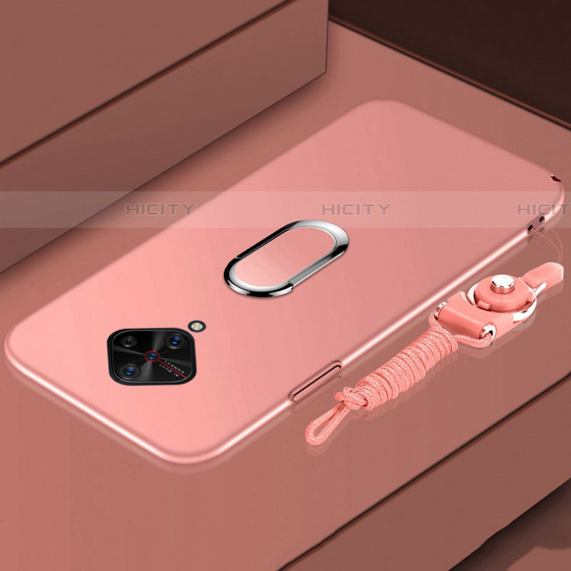 Funda Bumper Lujo Marco de Metal y Plastico Carcasa con Anillo de dedo Soporte A01 para Vivo S1 Pro Oro Rosa