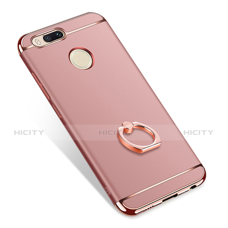 Funda Bumper Lujo Marco de Metal y Plastico Carcasa con Anillo de dedo Soporte A01 para Xiaomi Mi A1