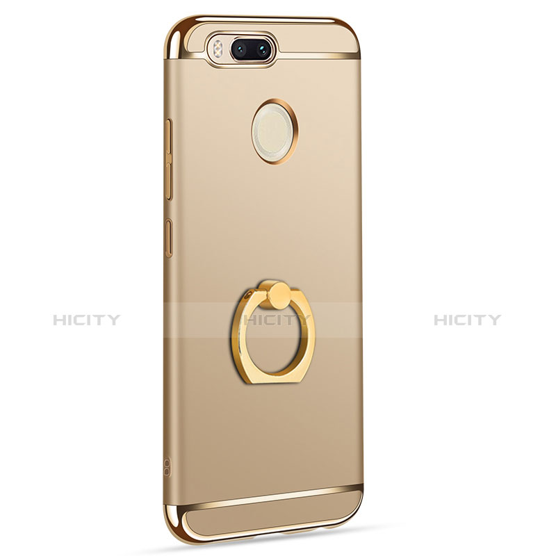 Funda Bumper Lujo Marco de Metal y Plastico Carcasa con Anillo de dedo Soporte A01 para Xiaomi Mi A1 Oro