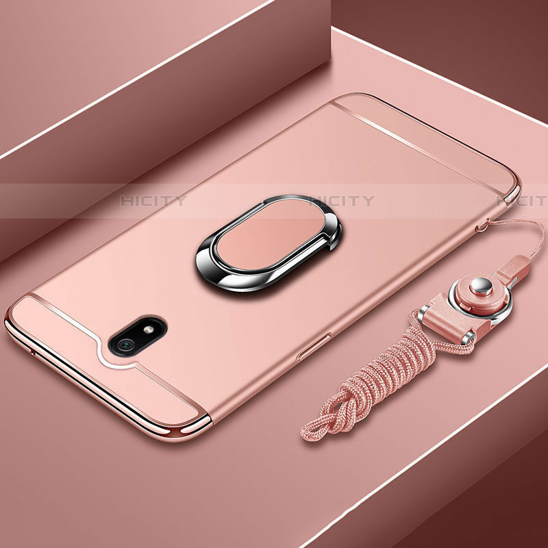 Funda Bumper Lujo Marco de Metal y Plastico Carcasa con Anillo de dedo Soporte A01 para Xiaomi Redmi 8A