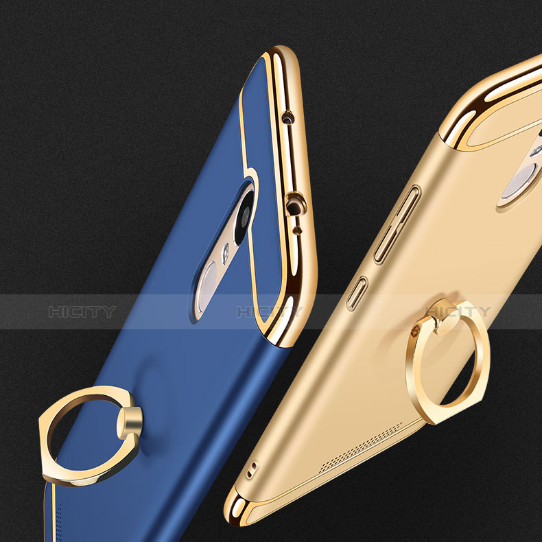 Funda Bumper Lujo Marco de Metal y Plastico Carcasa con Anillo de dedo Soporte A01 para Xiaomi Redmi Note 3