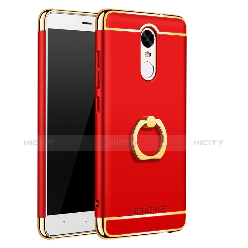 Funda Bumper Lujo Marco de Metal y Plastico Carcasa con Anillo de dedo Soporte A01 para Xiaomi Redmi Note 3 MediaTek