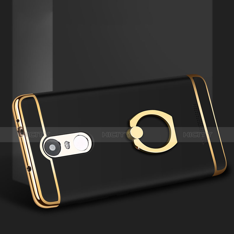 Funda Bumper Lujo Marco de Metal y Plastico Carcasa con Anillo de dedo Soporte A01 para Xiaomi Redmi Note 3 Pro