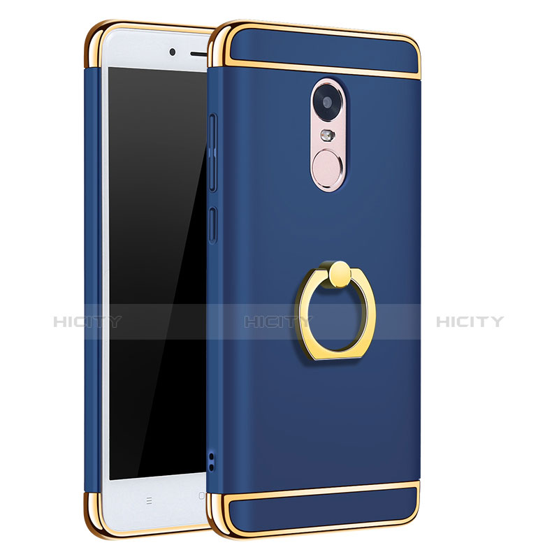 Funda Bumper Lujo Marco de Metal y Plastico Carcasa con Anillo de dedo Soporte A01 para Xiaomi Redmi Note 4X High Edition