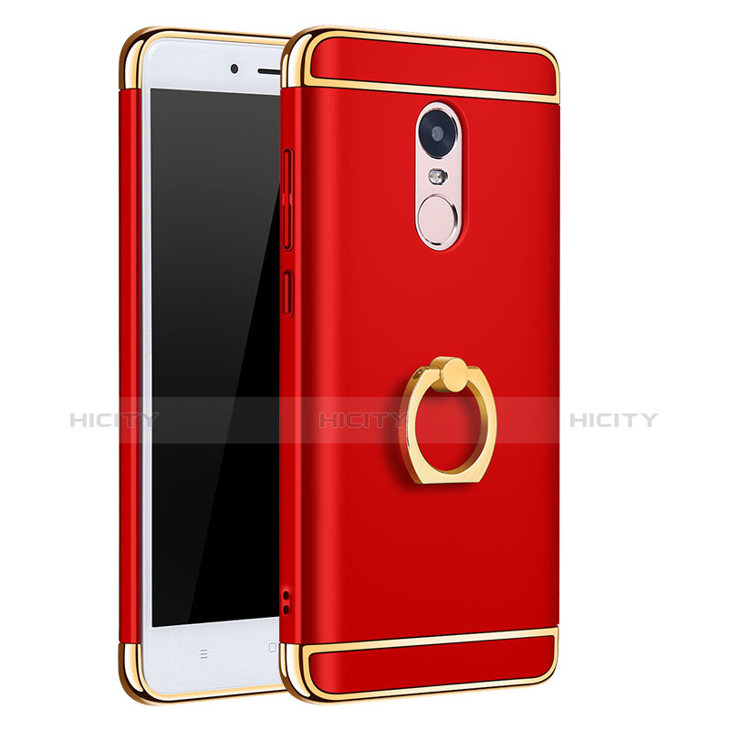 Funda Bumper Lujo Marco de Metal y Plastico Carcasa con Anillo de dedo Soporte A01 para Xiaomi Redmi Note 4X High Edition