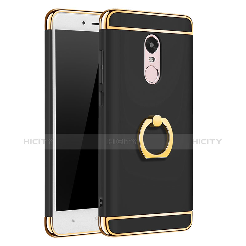 Funda Bumper Lujo Marco de Metal y Plastico Carcasa con Anillo de dedo Soporte A01 para Xiaomi Redmi Note 4X High Edition