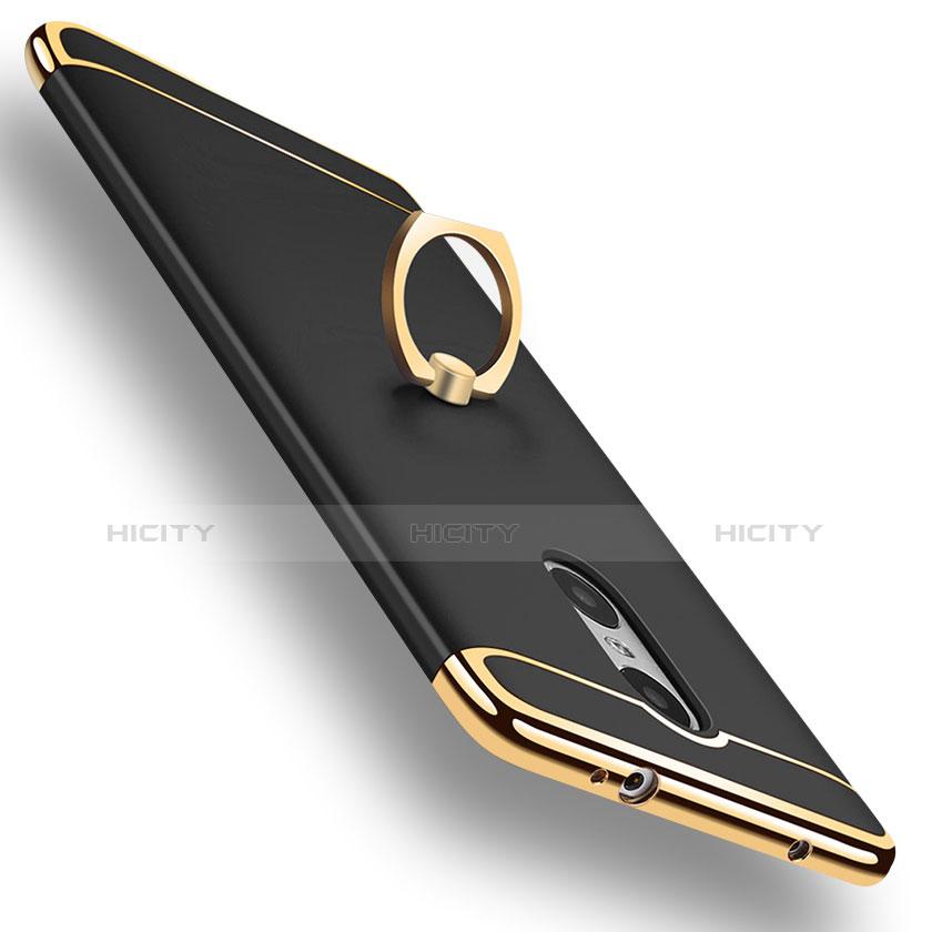 Funda Bumper Lujo Marco de Metal y Plastico Carcasa con Anillo de dedo Soporte A01 para Xiaomi Redmi Pro Negro