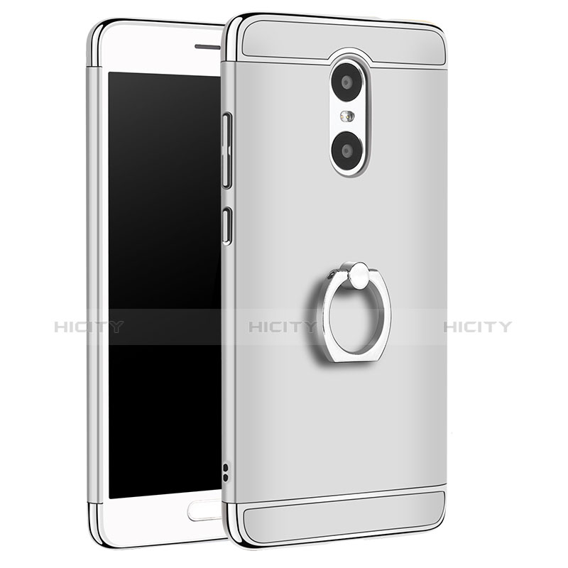 Funda Bumper Lujo Marco de Metal y Plastico Carcasa con Anillo de dedo Soporte A01 para Xiaomi Redmi Pro Plata