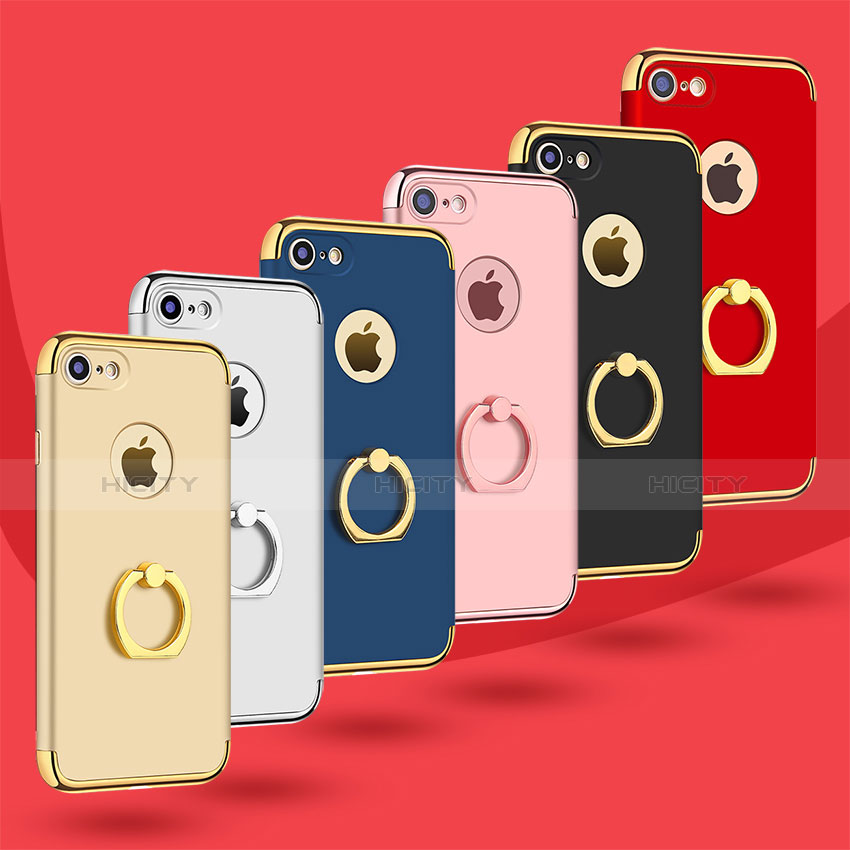 Funda Bumper Lujo Marco de Metal y Plastico Carcasa con Anillo de dedo Soporte A02 para Apple iPhone 7