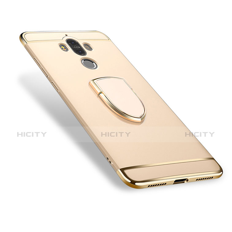 Funda Bumper Lujo Marco de Metal y Plastico Carcasa con Anillo de dedo Soporte A02 para Huawei Mate 9