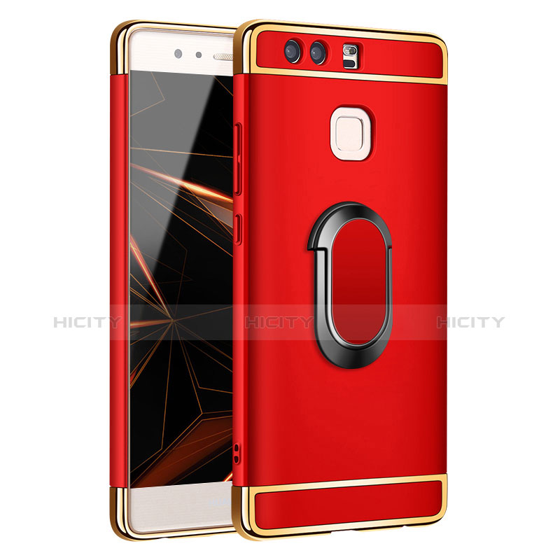 Funda Bumper Lujo Marco de Metal y Plastico Carcasa con Anillo de dedo Soporte A02 para Huawei P9