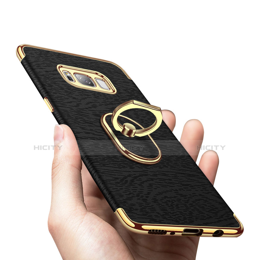 Funda Bumper Lujo Marco de Metal y Plastico Carcasa con Anillo de dedo Soporte A02 para Samsung Galaxy S8