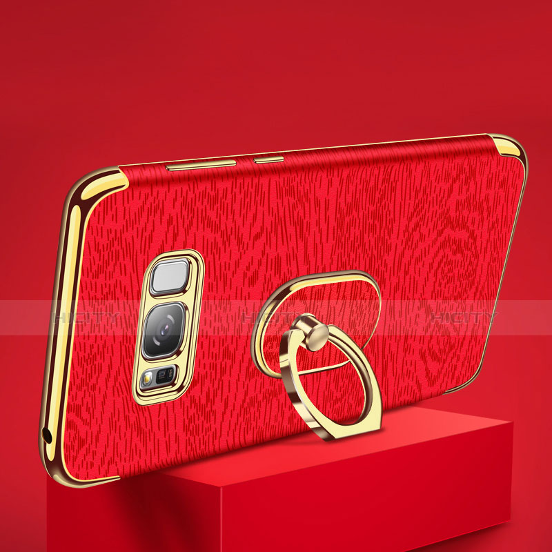 Funda Bumper Lujo Marco de Metal y Plastico Carcasa con Anillo de dedo Soporte A02 para Samsung Galaxy S8 Plus