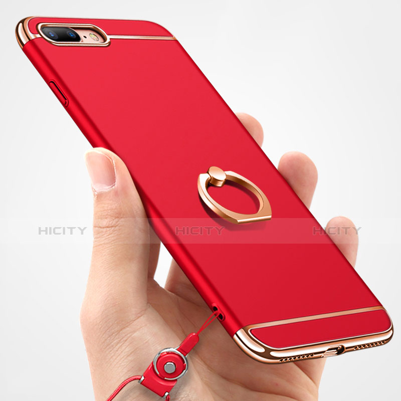 Funda Bumper Lujo Marco de Metal y Plastico Carcasa con Anillo de dedo Soporte A06 para Apple iPhone 7 Plus