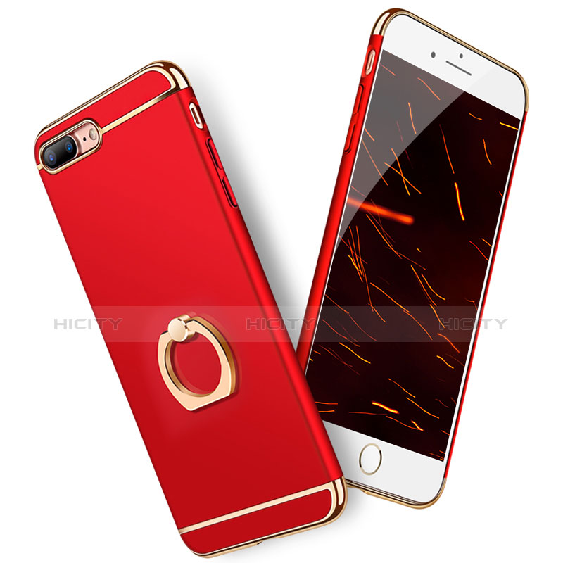 Funda Bumper Lujo Marco de Metal y Plastico Carcasa con Anillo de dedo Soporte A06 para Apple iPhone 7 Plus