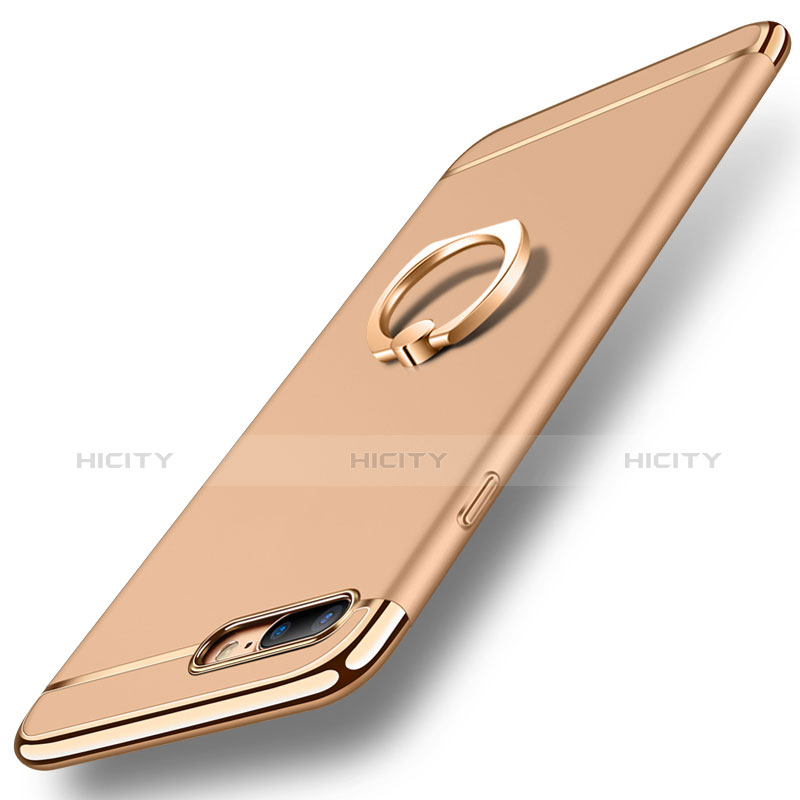 Funda Bumper Lujo Marco de Metal y Plastico Carcasa con Anillo de dedo Soporte A06 para Apple iPhone 7 Plus Oro