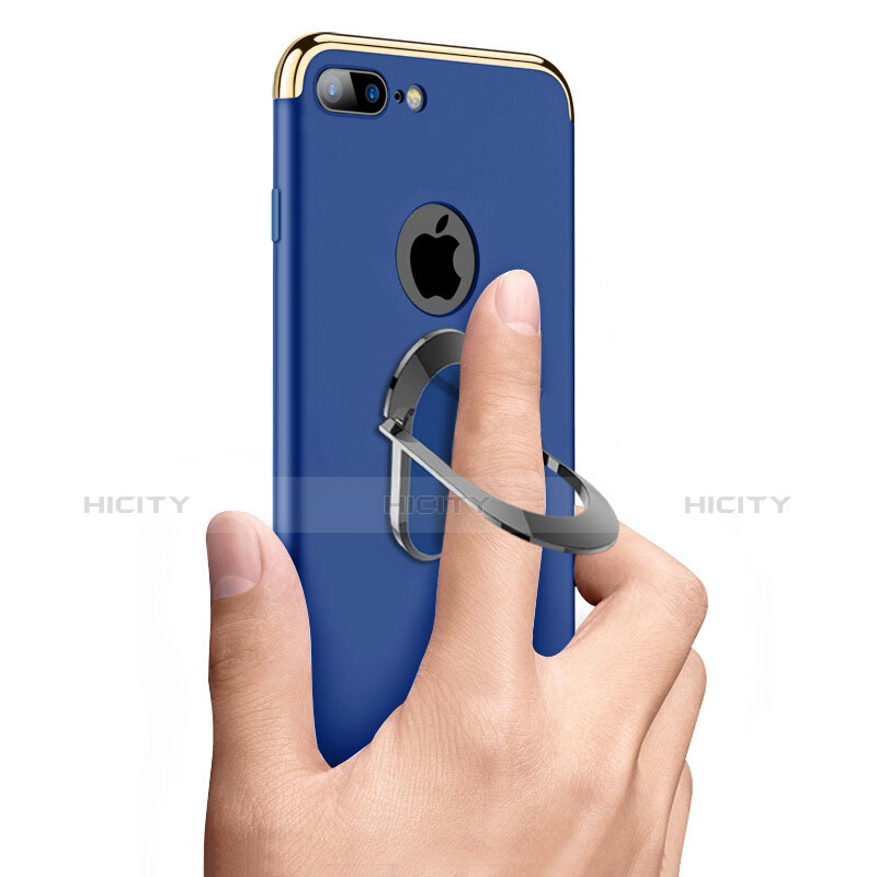 Funda Bumper Lujo Marco de Metal y Plastico Carcasa con Anillo de dedo Soporte A08 para Apple iPhone 7 Plus