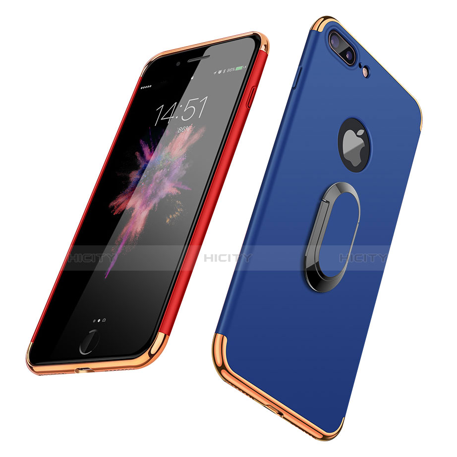 Funda Bumper Lujo Marco de Metal y Plastico Carcasa con Anillo de dedo Soporte A08 para Apple iPhone 7 Plus