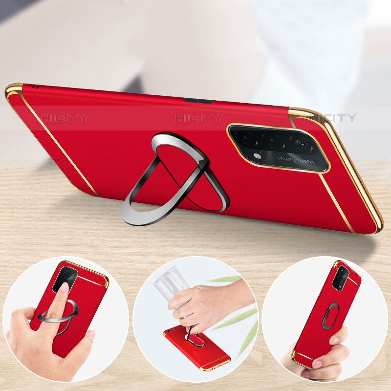 Funda Bumper Lujo Marco de Metal y Plastico Carcasa con Anillo de dedo Soporte P01 para OnePlus Nord N200 5G