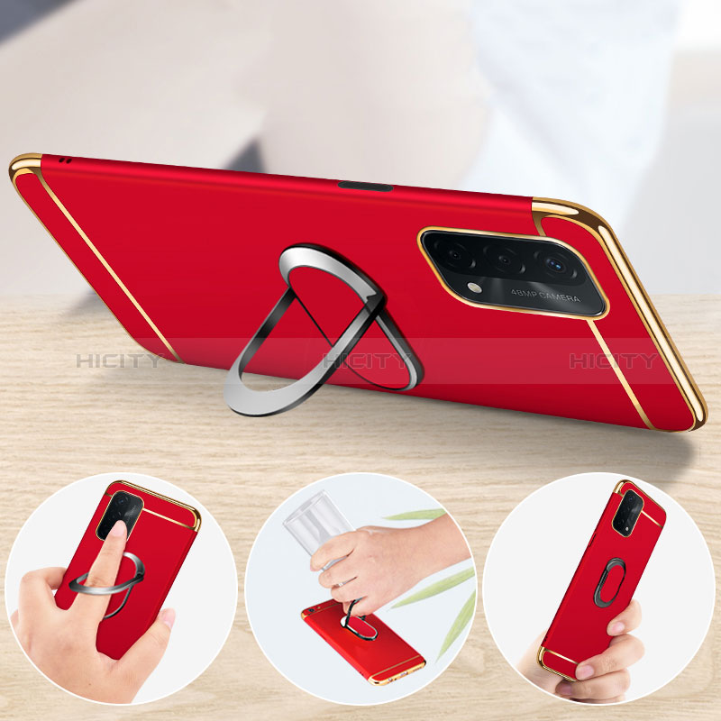 Funda Bumper Lujo Marco de Metal y Plastico Carcasa con Anillo de dedo Soporte P01 para Oppo A74 5G