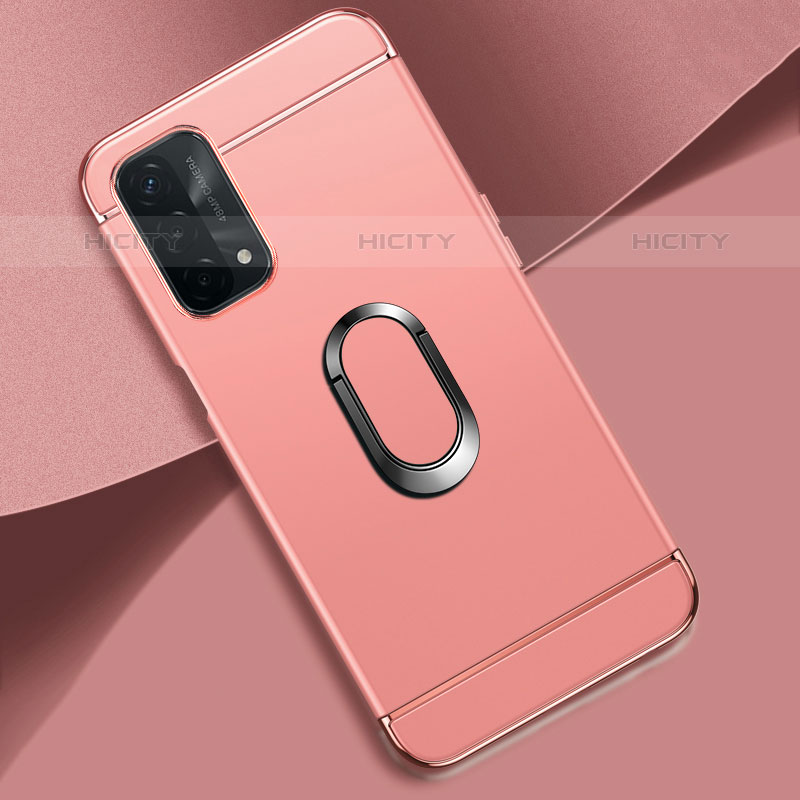 Funda Bumper Lujo Marco de Metal y Plastico Carcasa con Anillo de dedo Soporte P02 para OnePlus Nord N200 5G Oro Rosa