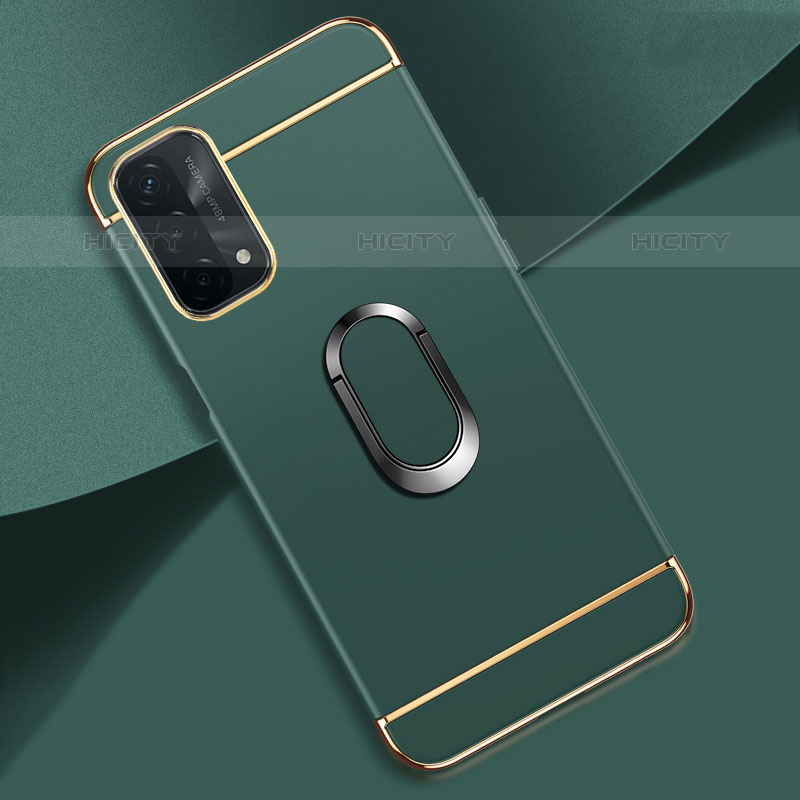 Funda Bumper Lujo Marco de Metal y Plastico Carcasa con Anillo de dedo Soporte P02 para OnePlus Nord N200 5G Verde Noche