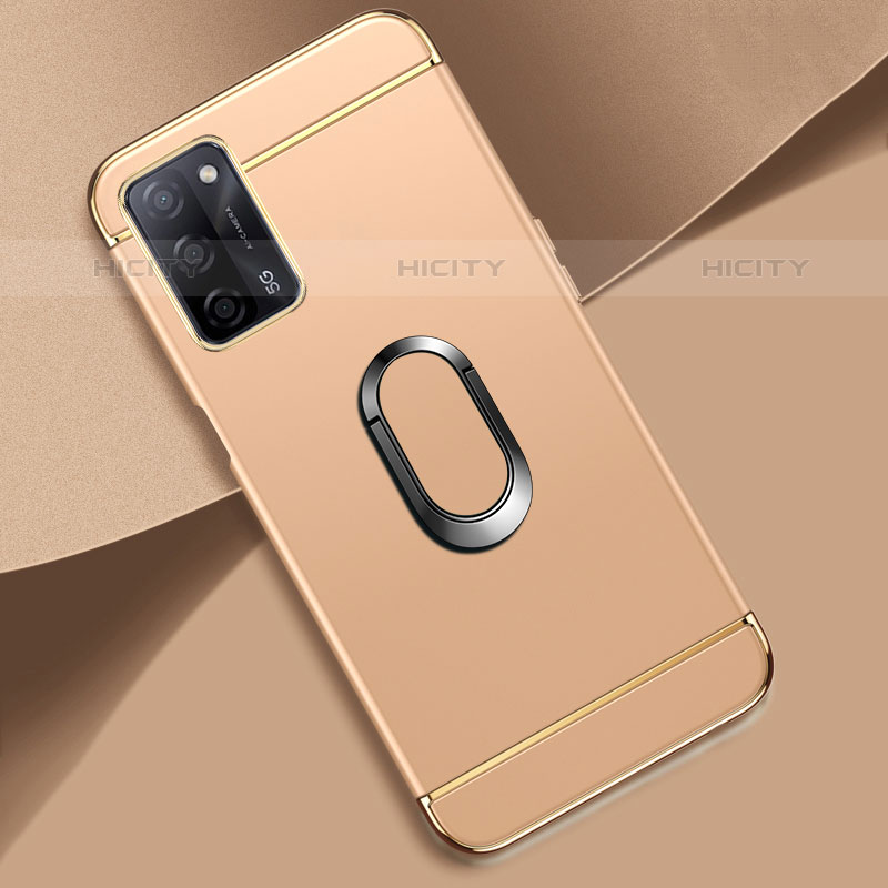 Funda Bumper Lujo Marco de Metal y Plastico Carcasa con Anillo de dedo Soporte P02 para Oppo A53s 5G