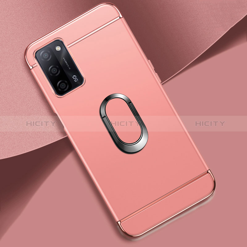 Funda Bumper Lujo Marco de Metal y Plastico Carcasa con Anillo de dedo Soporte P02 para Oppo A56 5G