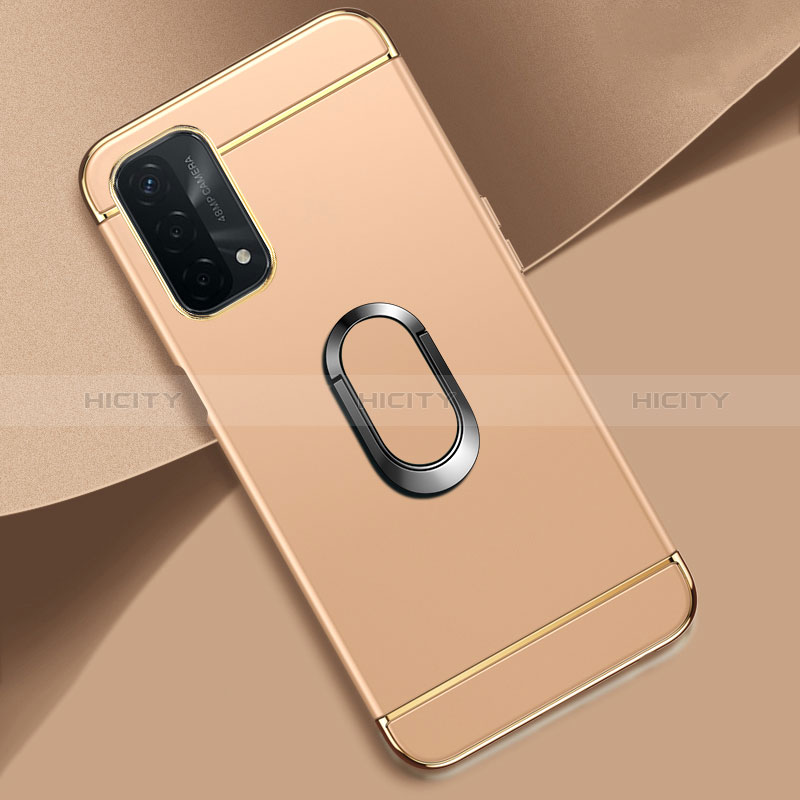 Funda Bumper Lujo Marco de Metal y Plastico Carcasa con Anillo de dedo Soporte P02 para Oppo A74 5G