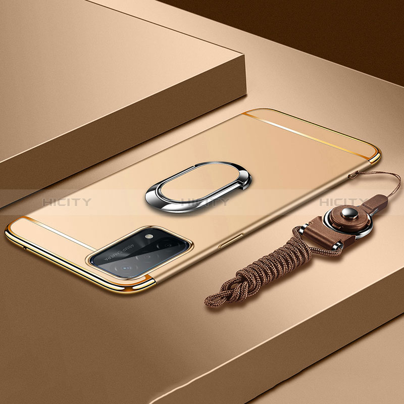 Funda Bumper Lujo Marco de Metal y Plastico Carcasa con Anillo de dedo Soporte P03 para Oppo A74 5G