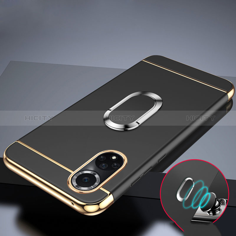 Funda Bumper Lujo Marco de Metal y Plastico Carcasa con Anillo de dedo Soporte para Huawei Honor 50 Pro 5G