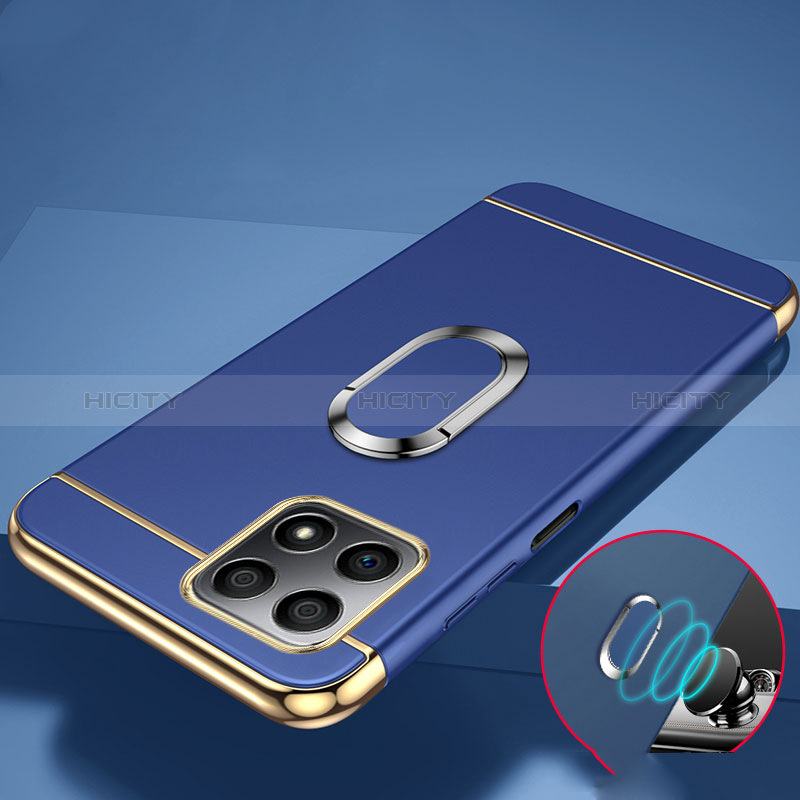 Funda Bumper Lujo Marco de Metal y Plastico Carcasa con Anillo de dedo Soporte para Huawei Honor X30i