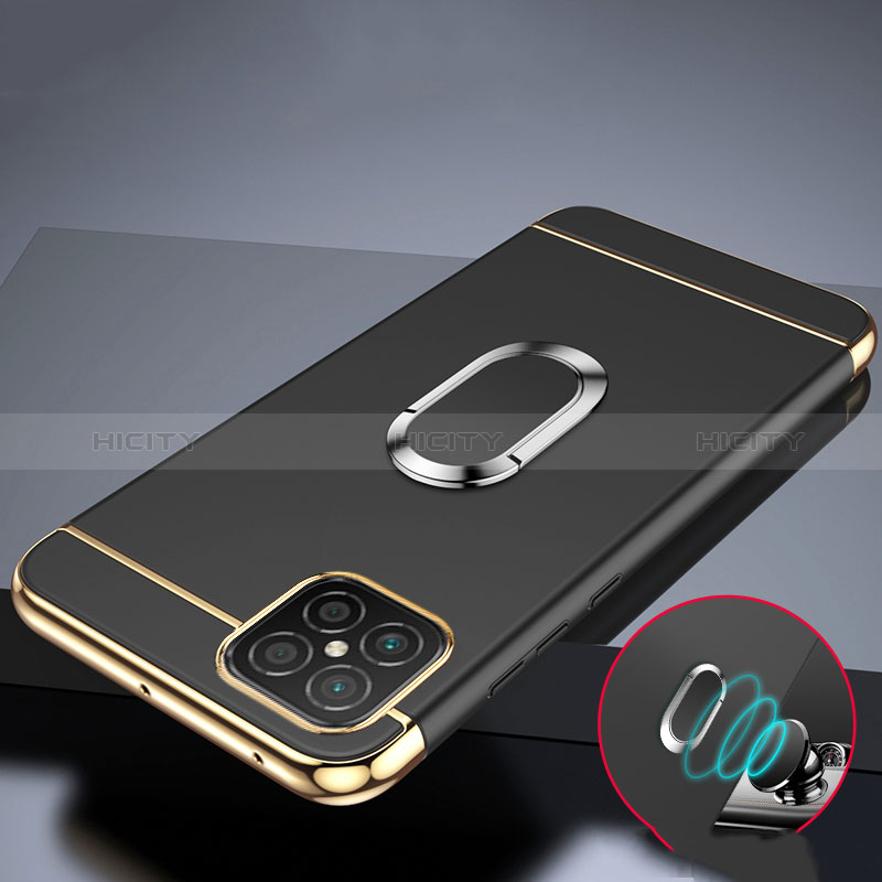 Funda Bumper Lujo Marco de Metal y Plastico Carcasa con Anillo de dedo Soporte para Huawei Nova 8 SE 4G