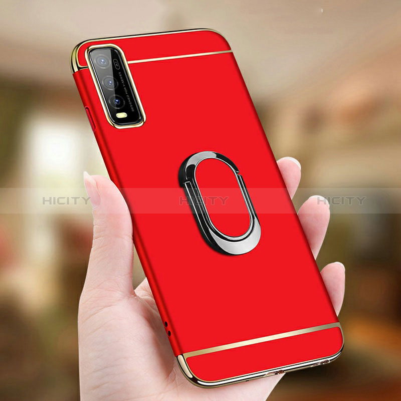 Funda Bumper Lujo Marco de Metal y Plastico Carcasa con Anillo de dedo Soporte para Vivo Y70t 5G