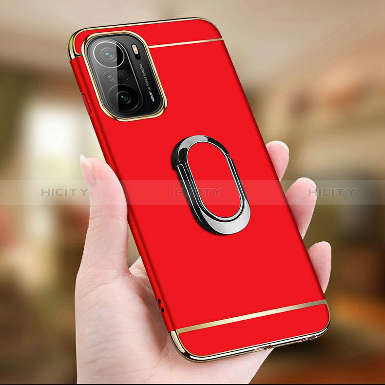 Funda Bumper Lujo Marco de Metal y Plastico Carcasa con Anillo de dedo Soporte para Xiaomi Redmi K40 5G