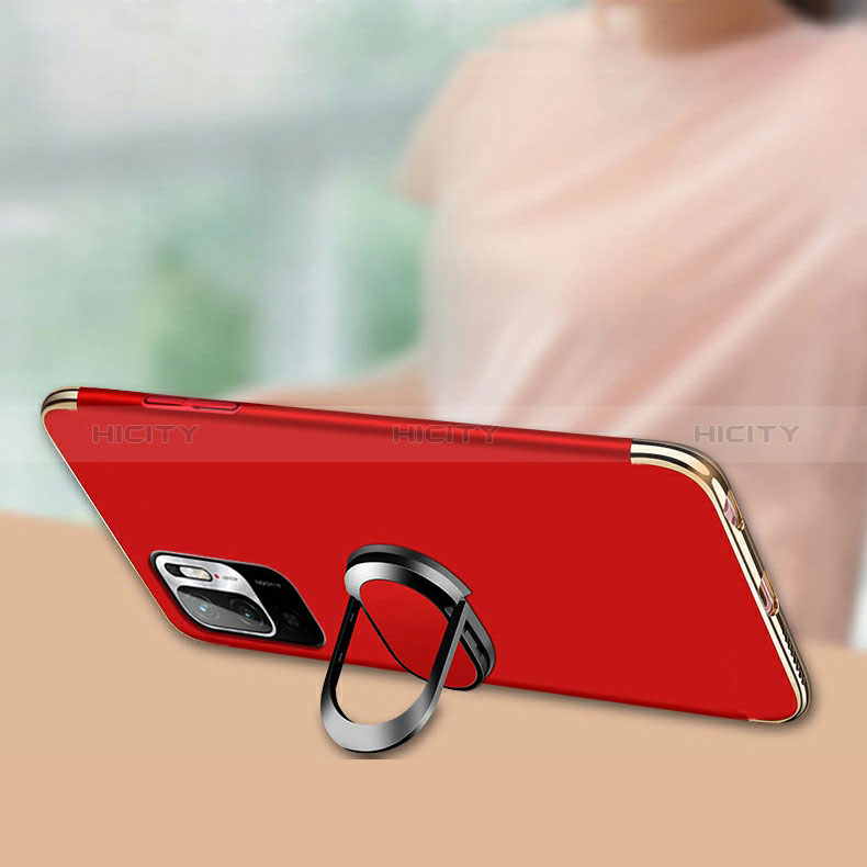 Funda Bumper Lujo Marco de Metal y Plastico Carcasa con Anillo de dedo Soporte para Xiaomi Redmi Note 10 5G