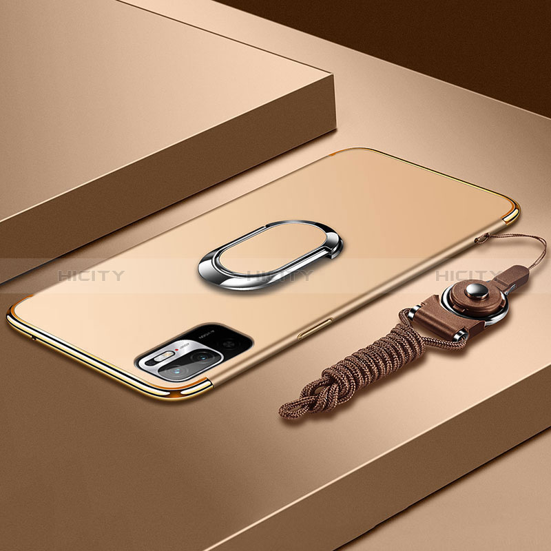 Funda Bumper Lujo Marco de Metal y Plastico Carcasa con Anillo de dedo Soporte para Xiaomi Redmi Note 10 5G