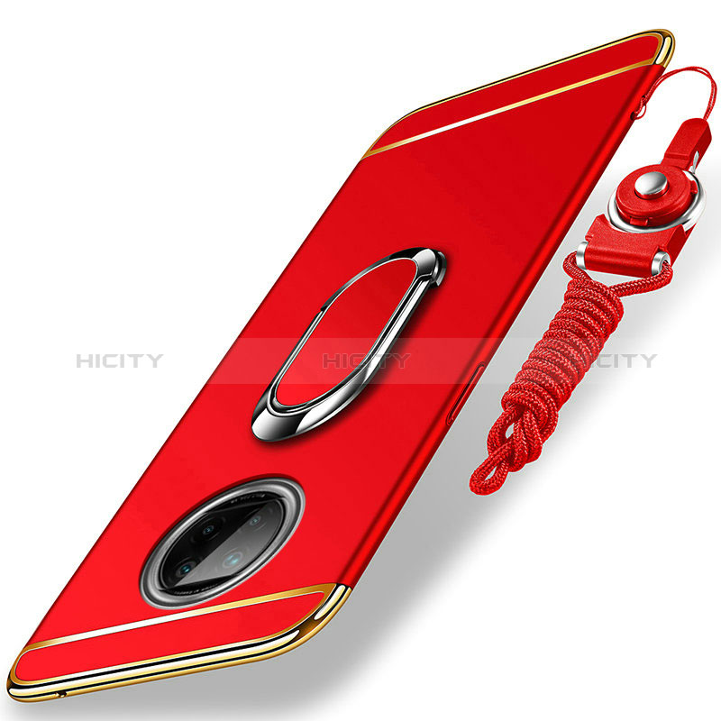 Funda Bumper Lujo Marco de Metal y Plastico Carcasa con Anillo de dedo Soporte para Xiaomi Redmi Note 9T 5G