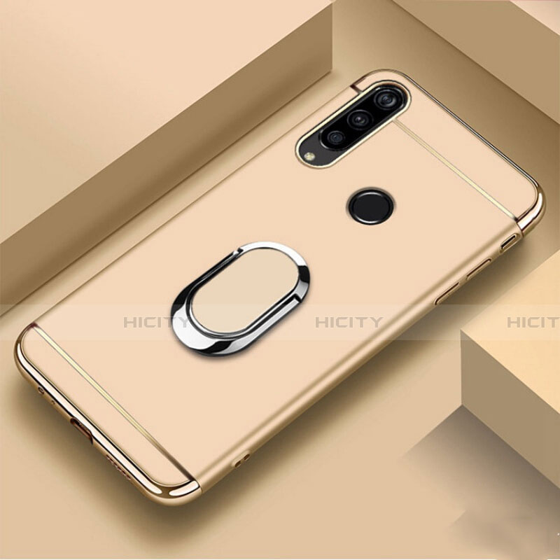 Funda Bumper Lujo Marco de Metal y Plastico Carcasa con Anillo de dedo Soporte T01 para Huawei Honor 20E Oro