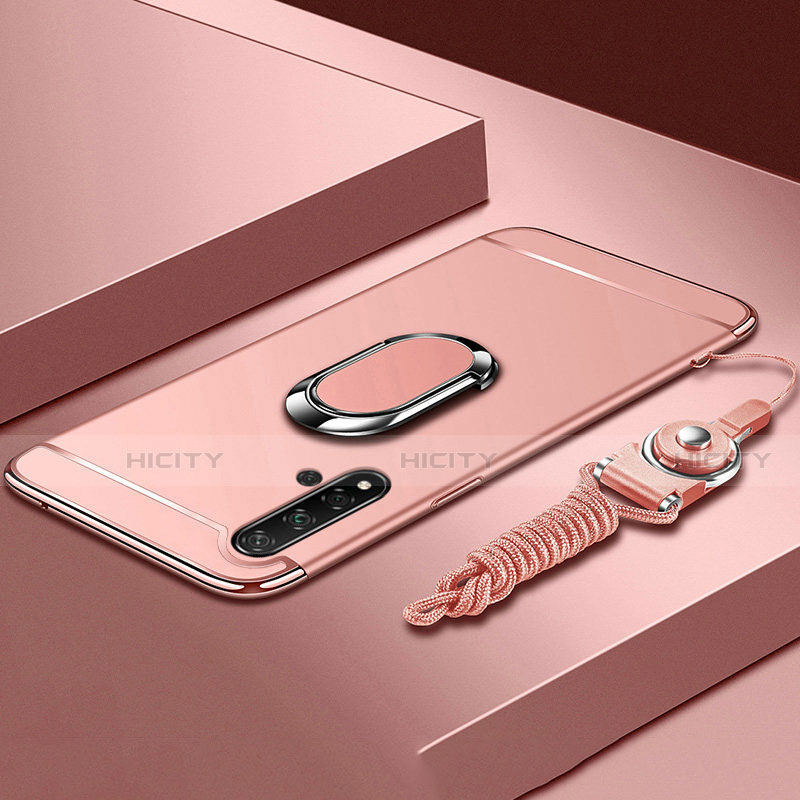 Funda Bumper Lujo Marco de Metal y Plastico Carcasa con Anillo de dedo Soporte T01 para Huawei Nova 5 Pro