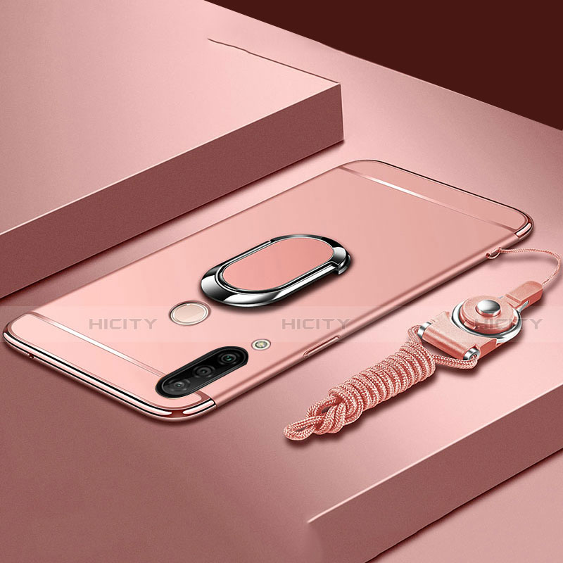 Funda Bumper Lujo Marco de Metal y Plastico Carcasa con Anillo de dedo Soporte T01 para Huawei P30 Lite