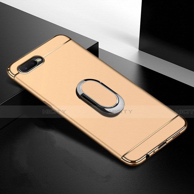 Funda Bumper Lujo Marco de Metal y Plastico Carcasa con Anillo de dedo Soporte T01 para Oppo K1