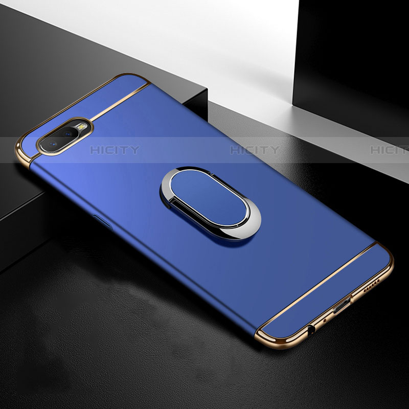 Funda Bumper Lujo Marco de Metal y Plastico Carcasa con Anillo de dedo Soporte T01 para Oppo RX17 Neo